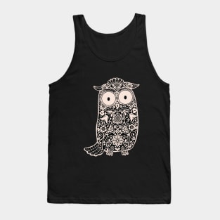 Black and White Folk Art Owl Tank Top